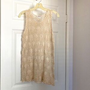 MaUra DaNiel Vintage Crocket Knit Tank Top Cream | Size S